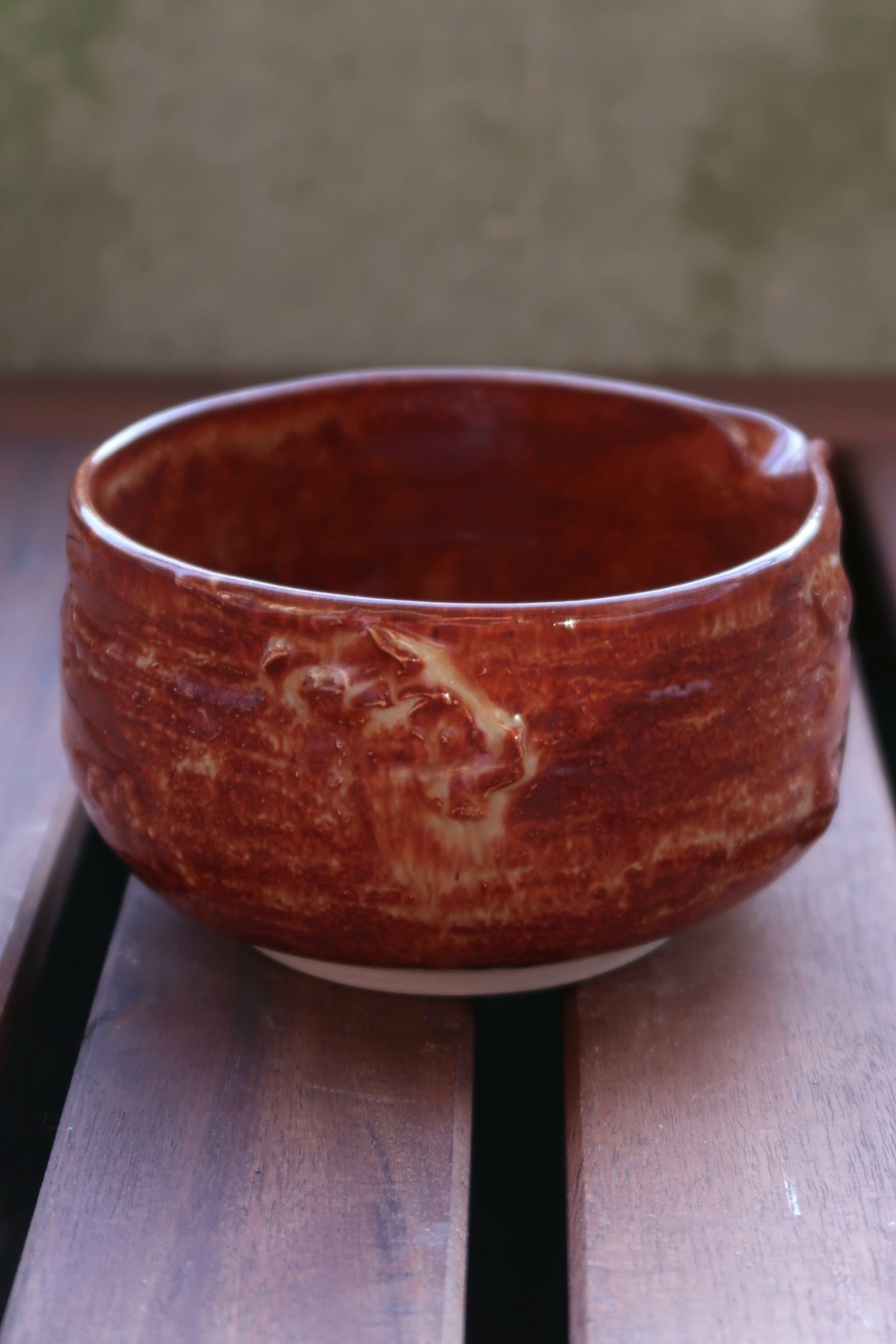 Large red copper Matcha Bowl