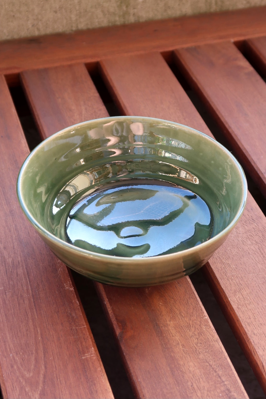 Wavy Bowls in Birch, dark green & brown
