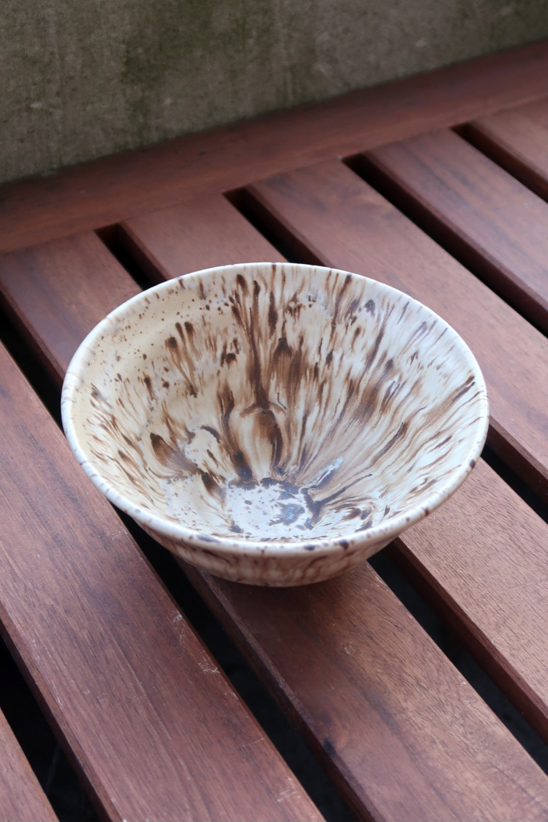 Wavy Bowls in Birch, dark green & brown