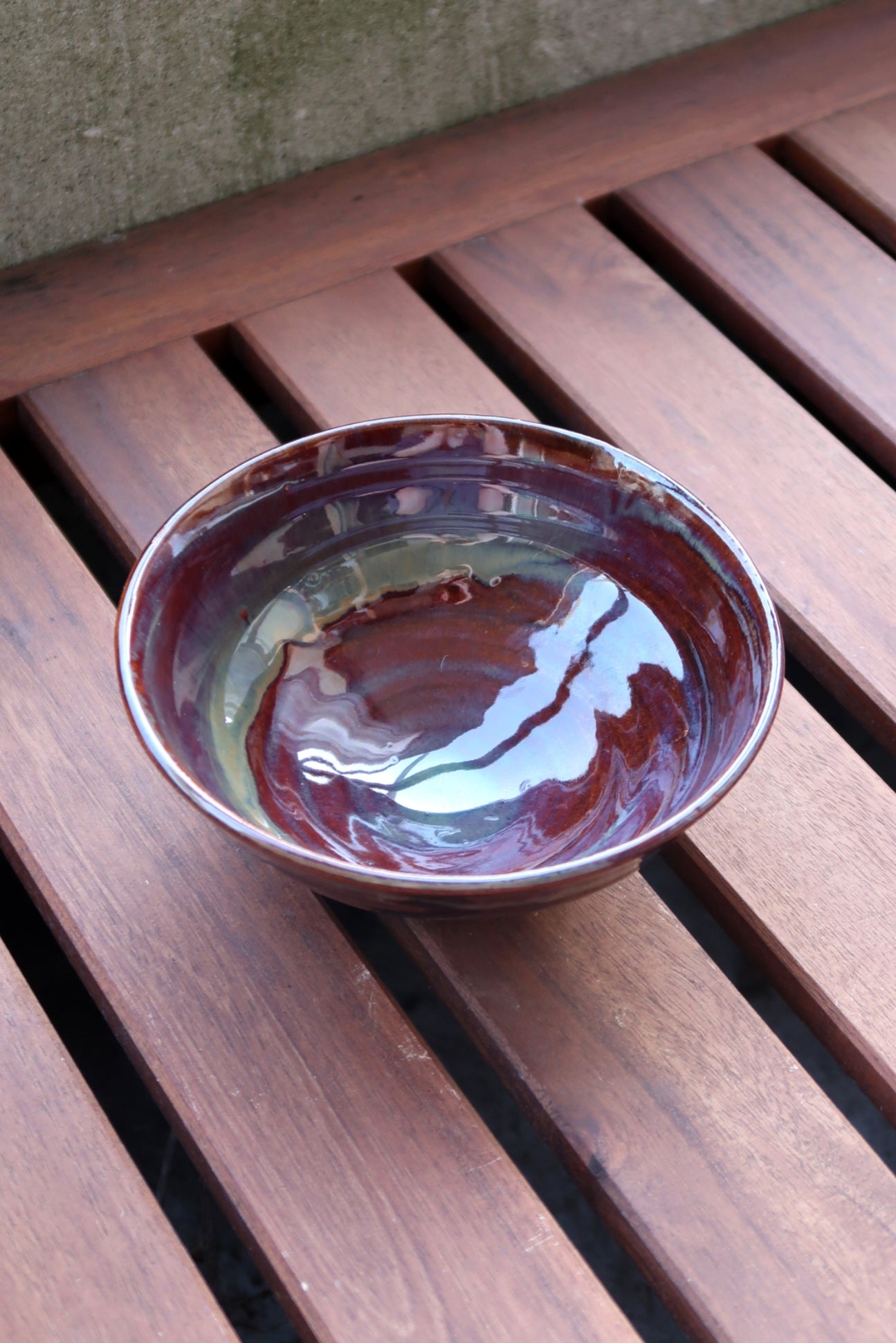 Wavy Bowls in Birch, dark green & brown